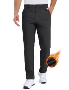lot 4063 image: TACVASEN Winter Work Pants for Men Fleece Lined Black Golf Dress Pants Slim Fit Stretch Waterproof Business Casual Trousers with Pockets US 34