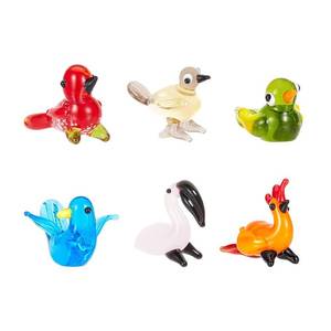 lot 4068 image: AHANDMAKER 6 Pcs Small Glass Bird Figurines, 6 Style Birds Ornament for Table Home Decoration, Glass Paper Weights Display Miniature for Anniversary Birthday Wedding Gift