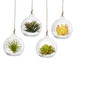 lot 4073 image: BlogBlog Hanging Glass Candle Holder, Globe Tea Light Holder, Hanging Vase, Flower Plants Terrarium, Glass Orbs Container, Micro Landscape DIY for Home, Office, Wedding (4 4Pcs)