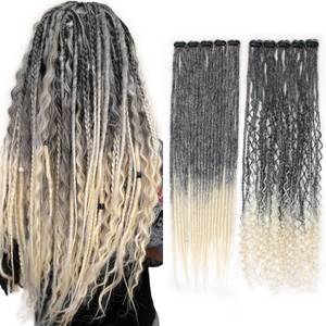 lot 4083 image: Sangtok 10 PCS Mixed Clip in Dreadlock Extensions, 24 inch Synthetic Dreads Extensions, Thin Straight Dreadlock for White Women, 1b-613