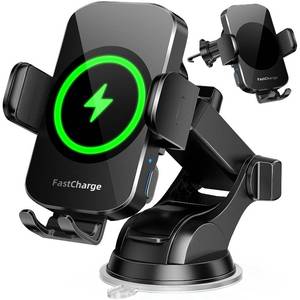 lot 4454 image: Wireless Car Charger, Fast Charging Phone Holder 3 in 1 Phone Mount Auto Clamping Car Accessories Compatible with iPhone 17 16 15 14 13 12 11 Xs XR, Samsung S23 Ultra S22 S21 S20(Deep Space Black)