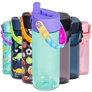 lot 4470 image: Elemental Water Bottles for Kids - Splash Kids Water Bottle for School with Pop-it Handle - BPA Free Tritan Plastic Water Bottle with Straw Leak Proof when Spout is Closed - Blue Tie Dye- 18oz
