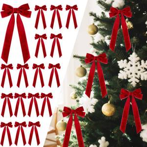 lot 4471 image: 16Pcs Velvet Ribbon Bows for Christmas Tree, Vintage Rustic Small Craft Bows Ornaments for Garland Wreath Gift Wrapping Candy Bags Party DIY Decorations (Red, 5 x 10, Width of 1)