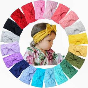 lot 4475 image: C�LLOT 20 Colors Super Stretchy Soft Knot Baby Girl Headbands with Hair Bows Nylon Head Wrap For Newborn Baby Girls Infants Toddlers Kids