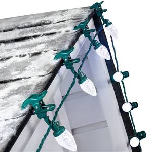 lot 5781 image: C9 LED Christmas Lights Outdoor, 68 Feet 100 LED Strawberry String Lights with 100 Spring Clamps, Waterproof Commercial Grade Extendable for Outside Roofline Patio Home Xmas Decoration, Pure White