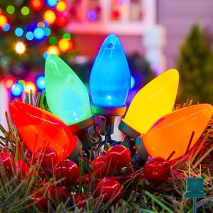 lot 5782 image: Brightown C9 LED Christmas String Lights, 66ft Multi-Color Outdoor Light String with 100 Smooth Opaque Bulbs, Plug-in Vintage Roofline Lights String for Outside Patio Christmas Holiday Decor