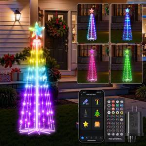 lot 5788 image: Smart Christmas Tree Lights, 4Ft 110 LEDs Outdoor Christmas Cone Tree Lights Music Sync with APP Control, DIY 16 Million Colors Changing Prelit Artificial Tree Lights for Indoor Christmas Decoration