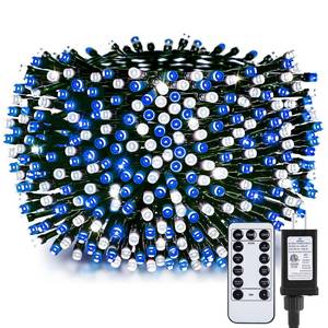 lot 5792 image: Minetom 328 Ft 1000 LED Christmas Tree Lights Outdoor Indoor String Lights with 8 Modes Waterproof Twinkle Xmas Light with Remote, Plug in Rice Lights for Tree Christmas Decorations, Blue & Cool White