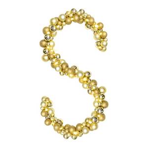 lot 5797 image: Amooca Christmas Garland Balls Wreath with LED Lights 6ft Window Wall Hanging Ornaments Christmas Tree Decors Holiday Party Home Decoration Gold
