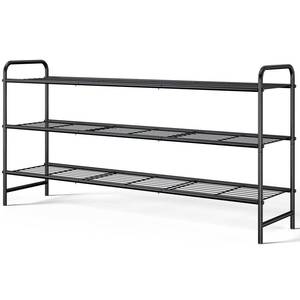lot 5805 image: Kitsure Shoe Rack - Stainless Steel Shoe Organizer, Sturdy Shoe Rack for Closet and Front Door Entrance, Free Standing Shoe Shelf, Closet Organizers and Storage, 37.3 Wide - 3 Tier, Black