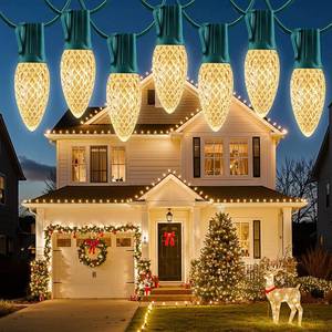 lot 5810 image: Minetom C9 Christmas String Lights, 100 Ft LED Commercial Outdoor Christmas Lights with 100 Strawberry C9 Bulbs, Waterproof Connectable UL Certified for Outdoor Indoor Roofline Backyard Xmas Decor
