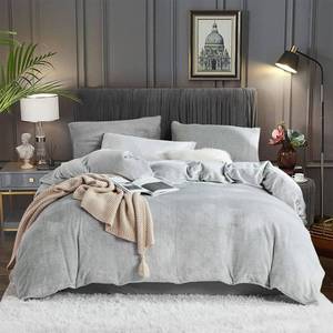 lot 5816 image: YASMENG Fluffy Velvet Duvet Cover Set Light Grey Queen Size Fall Winter Soft Warm Flannel Comforter Cover Silver Gray 90 x 90 Luxury Cozy Plush Fleece Full Reversible Bedding Duvet Cover Set 3pcs
