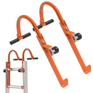 lot 5827 image: A2 Pack Heavy Duty Ladder Roof Hook with Wheel Rubber Grip T-Bar for Damage Prevention,500 lbs Weight Ratin,Fast & Easy to Access Steep Roof