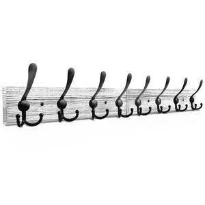 lot 5831 image: IBosins Wall Mounted Coat Rack, 31.4 Long, Rustic Wood & Aluminum Coat Rack with 8 Black Tri-Hooks for Coat, Bag, Towel, Key, Hat, Umbrella