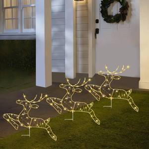 lot 5837 image: Christmas Pathway Lights Outdoor, 3 Reindeer Christmas Outdoor Decorations Pre-lit with 150 Warm White Lights and 8 Lighting Modes