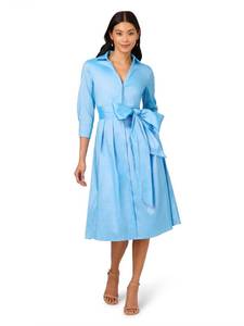 lot 6005 image: Adrianna Papell Womens Taffeta Shirt Midi Dress, Bluebell, Size 4