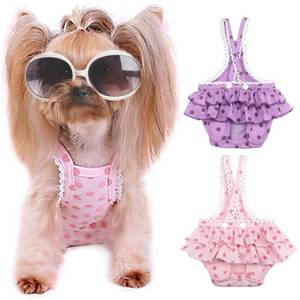 lot 6021 image: 2 Pieces Washable Female Diapers with Suspender Comfort Reusable Doggy Diapers Reusable Puppy Sanitary Panties Dog Underwear Diaper for Small Girl Dogs in Period Heat (Pink&Purple,2XL)