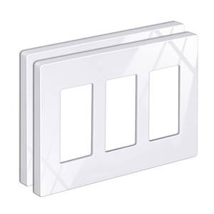 lot 6029 image: BESTTEN 2 Pack 3-Gang Screwless Decorator Wall Plate, Decorative Outlet Cover, Decor Switch Plate, USWP6 Snow White Series, H4.69�� x W6.54��, Polycabonate Thermoplastic