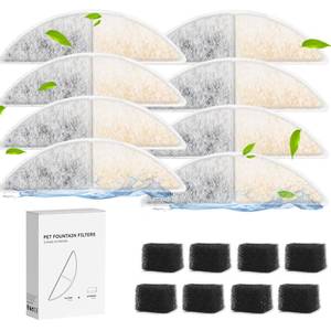 lot 6031 image: Cat Water Fountain Filters, 8 Pack Filters & 8 Pack Pre-Filter Sponges, Compatible with 102oz3L Pet Fountain