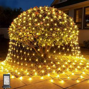 lot 6032 image: LitHome 14.8FT x 5FT Christmas Net Lights Outdoor Mesh Lights, 300 LED Warm White Net Light 8 Modes Connectable, Waterproof Giant Christmas Mesh Light Green Wire for Bushes Garden Yard Party Decor