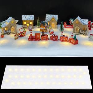 lot 6040 image: Christmas Snow Blanket with Lights, 1.35.25 Ft Fake Snow Blanket Roll for Xmas Village, 50 pcs Led Lights Artificial Snow Table Runner Faux Snow Sheet for Winter Village Display Craft (Warm Light)