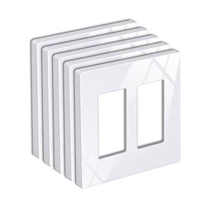 lot 6041 image: BESTTEN 5 Pack Screwless Decorator Wall Plate, 2 Gang Decorative Outlet Cover, USWP6 Gloss Snow White, H4.69�� x W4.73��, Faceplate Cover for Receptacle Outlet & Switch