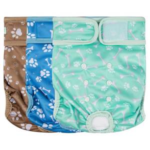 lot 6045 image: wegreeco Washable Female Dog Diapers Highly Absorbent Reusable Diapers for Dog in Heat Period, 3 Pack (Dog Bone, Small)