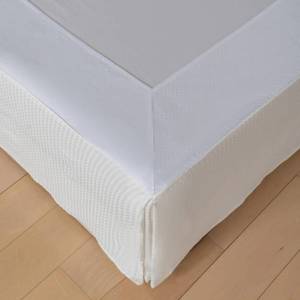lot 6057 image: King Bed Skirt, Wrap Around Bed Skirt with Pleated Corner, 12 Inch Drop Pleated Waffle Weave Bedskirts, Anti-Slip, Microfiber, Ivory, 12 King