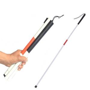 lot 6085 image: Aluminum Folding Walking Cane Stick Reflective Red for The Blind or Visually Impaired Blind Cane Folds in 4 Sections