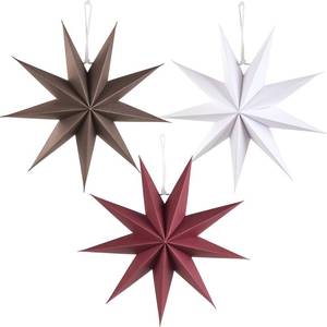 lot 6090 image: SUNBEAUTY 3 Pcs 9-Pointed Brown Burgundy White Paper Star Lanterns 12 Inch Christmas Hanging Lamp Rustic Paper Decorations Shade Wedding Birthday Christmas Home Party Decorations