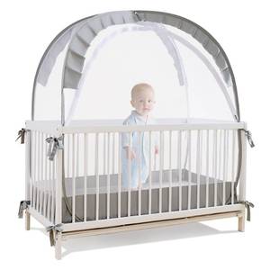 lot 6092 image: Lazyzzzz Crib Tent, Pop Up Mosquito Crib Net with Double Zipper Self-Locked,1200 HolesInch Mesh to Keep Baby from Climbing Out, Portable Easy Install Mosquito Net 55 L x 27 W x 51 H Grey