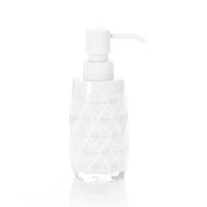 lot 6093 image: YAUKPH Acrylic Soap Dispenser 7oz Refillable Hand Soap Pump - Leak-Proof for Bathroom & Kitchen Sink Diamond Shaped White