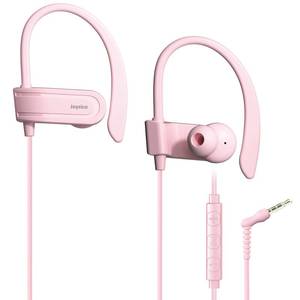 lot 6094 image: Joysico Wired Over Ear Earbuds with Microphone Volume Control Ear Hook and Case, Sweatproof Sport Earphones for Running Exercise Gym Workout, Wrap Around Headphones for Cellphones, Laptop, Tablet Pink