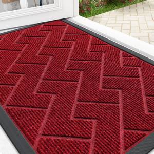 lot 6110 image: OLANLY Front Door Mat Indoor Outdoor Entrance, Waterproof All-Season, All-Weather Doormat, Sturdy Natural Rubber, Easy Clean Patio Porch Entryway Mat, Herringbone Brick (Wine Red, 29.5x17)