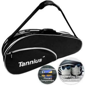 lot 6117 image: Tannius 3-5 Racket Tennis Bag, with Shoe & Phone Compartment and Protective Pad, Super Roomy and Lightweight Racquet Bag for Tennis, Badminton (Black)