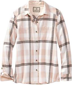 lot 6118 image: Legendary Whitetails Womens Button Up Flannel Shirt Long Sleeve Relaxed Fit Rayon Polyester, Silver Peony Plaid, SML