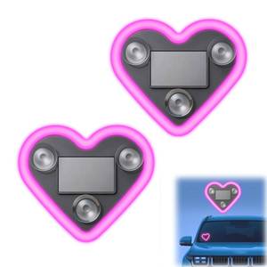 lot 6135 image: Car LED Ambient Light - Solar-Powered Heart-Shaped LED Neon Light, IP65 Waterproof Car Decor, Switchable Modes, Romantic Cars, Romantic Ambient Lighting for Couples (Pink 2pcs)