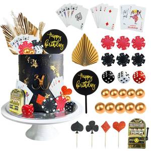 lot 6136 image: 30 PCS Casino Cake Toppers Casino Cake Decoration with Mini Slot Toy Machine Poker Casino Birthday cake Toppers Poker Chips Dices for Las Vegas Scene Birthday Party Decoration Supplies (casino)
