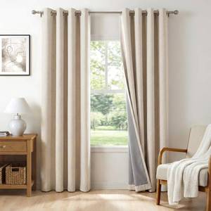 lot 6148 image: 100% Blackout Shield Sliding Door Curtains, Extra Wide Curtains 96 Inch Long, Patio Door Grommet Drapes for Living Room, 50��W x 96��L, Oatmeal