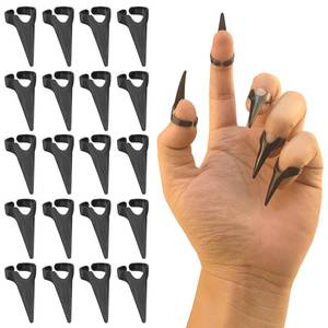 lot 6158 image: 20Pcs Finger Claws Cosplay Claws Rings Adjustable Open Claw Rings Full Finger Set Metal Nail Punk Rock Fingertip Braiding Hair Parting Tool for Holiday Party Decoration Unisex��Black��