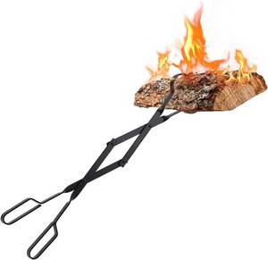 lot 6167 image: Log Grabber Fireplace Tongs Wood Fired Oven Tool Grill Camping Fire Pit Tool