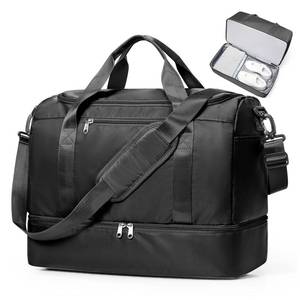 lot 6171 image: Travel Duffel Bag for Women, Carry-on Overnight Weekender Bags with Wet Pocket, For Spirit Airlines 18x14x8 Personal Item Bag,Small,Black
