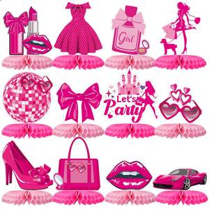 lot 6181 image: Tarklanda 12 Pack Pink Honeycomb Centerpieces Birthday Decorations 3D Honeycomb Table Decor Hot Pink Princess Party Table Topper for Women Birthday Night Bachelorette Party Bridal Shower Supplies