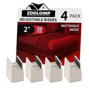 lot 6190 image: Bed Risers with Adjustable Screw Clamp, Fits Thickness of Furniture Frame from 0 to 1.5 Inch, Elevation in Heights 2 Heavy Duty Risers for Table Cabinet Dresser Support up to 5000lbs (4Pack, Beige)