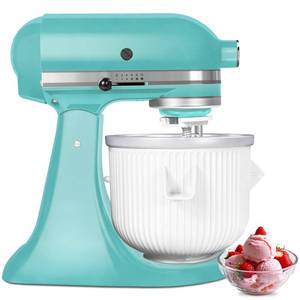 lot 6416 image: Ice Cream Maker Attachment for KitchenAid Stand Mixer, Kithcen aid Ice Cream Maker Attachment - Compatible with 4.5 QT and Larger Stand Mixers, 2-Quart Frozen Ice Cream Bowl for Homemade Frozen Treats