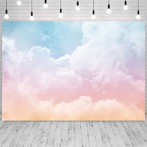 lot 6427 image: 7x5ft Rainbow Cloud Backdrop for Birthday Baby Shower Party Photography Background Watercolor Pastel Rainbow Kids Happy Birthday Decorations Portraits Banner Photo Studio Props