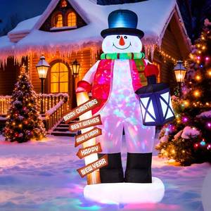 lot 6439 image: 8FT Christmas Inflatable Giant Snowman Outdoor Decorations, Blow Up Snow Man Yard Decor with LED Lights, Magic Hat, Weatherproof Holiday for Gifts Yard Lawn Garden Xmas Party