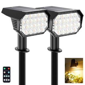 lot 6441 image: Brightown Solar Lights Outdoor Waterproof IP67, Cool & Warm Light 2-in-1 Solar Spot Lights Outdoor, 2 Colors 3 Brightness Levels LED Outdoor Solar Lights for Yard Pathway Garden House, 2 Pack