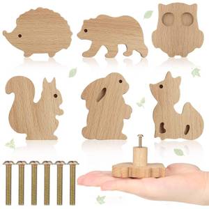 lot 6451 image: Qunclay 6 Sets Wooden Animal Dresser Knobs Decorative Nursery Wood Drawer Pulls with Screws Furniture Pulls Handles for Nursery Home Bedroom Kitchen Cabinets Hardware Cupboard (Forest Animal)