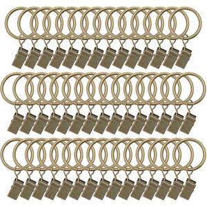 lot 6456 image: A44 Pack Metal Curtain Rings with Clips, Drapery Clips with Rings, Curtain Hangers Clips, Drapes Rings 1 inch Interior Diameter,Bronze